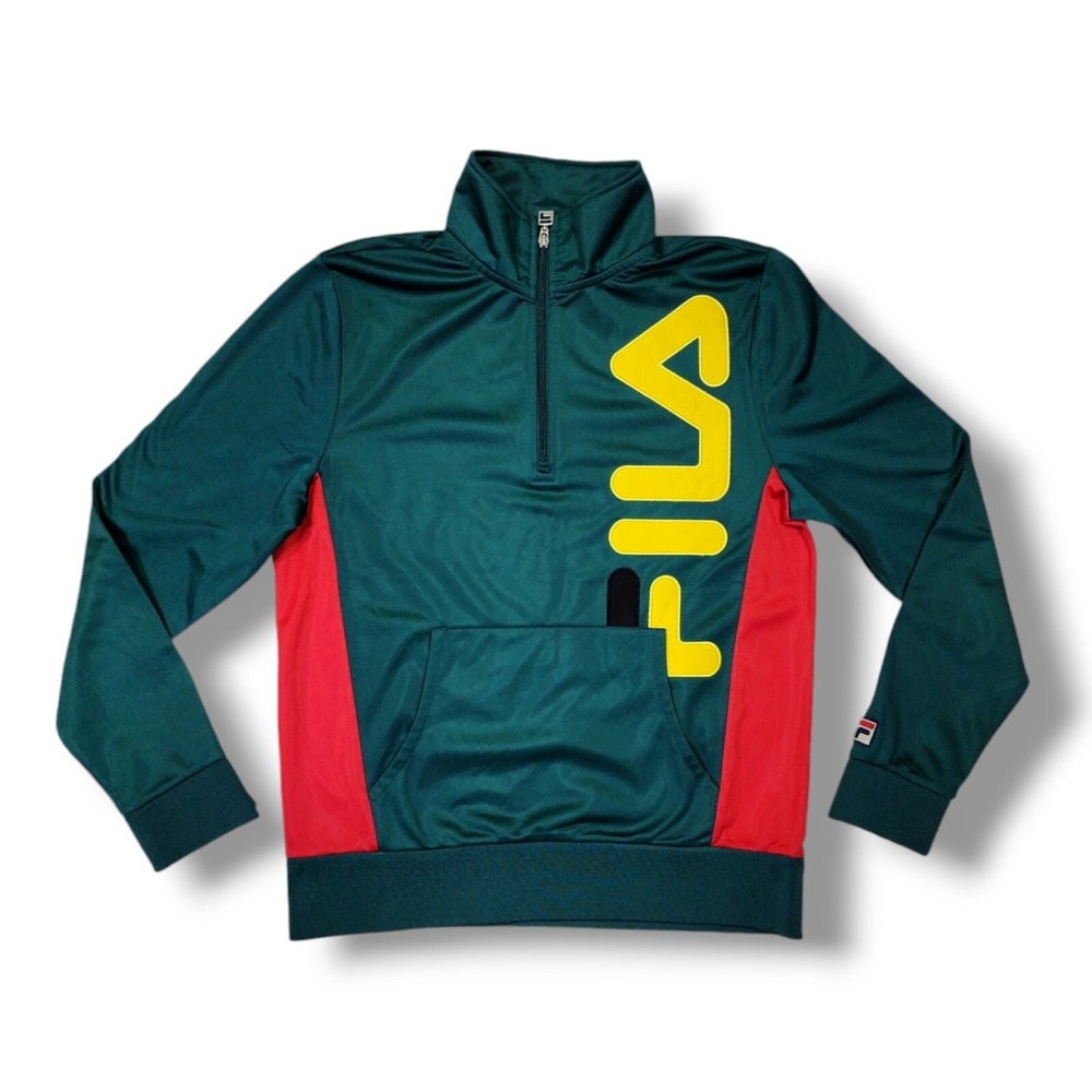 Fila Urban Outfitters Men's Pullover 1/4 Zip Sweatshirt Medium Green Red Yellow